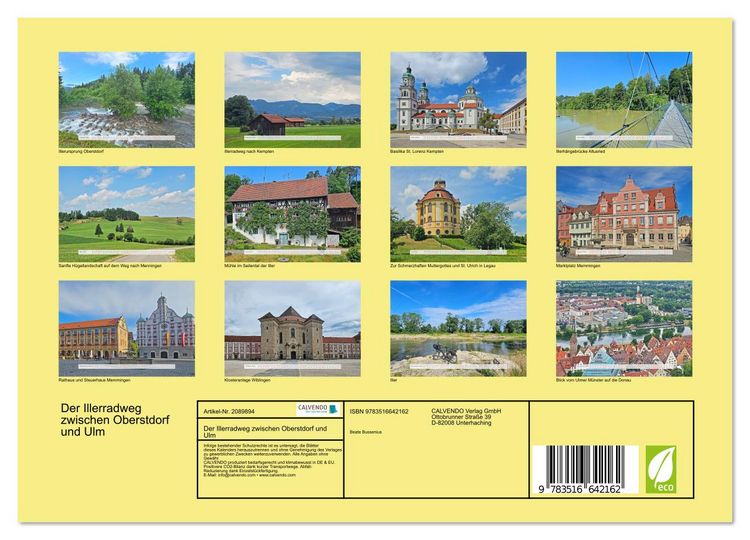 Produktbild: Der Illerradweg zwischen Oberstdorf und Ulm (Wandkalender 2026 DIN A4 quer), CALVENDO Monatskalender