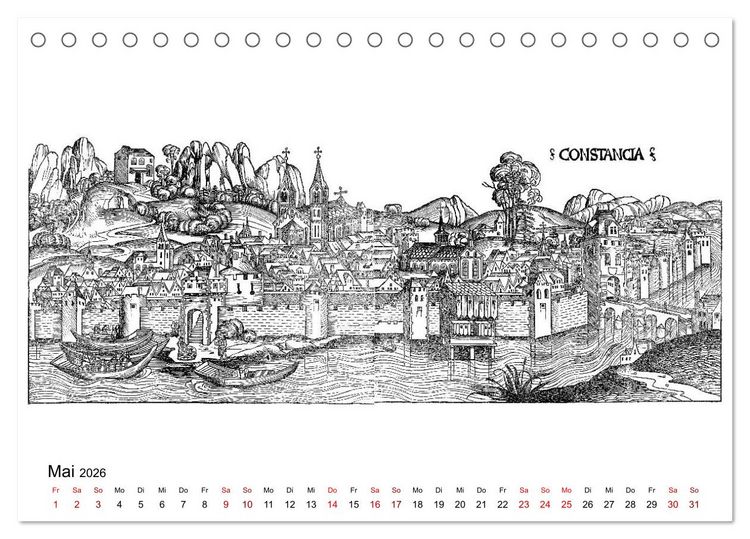 Produktbild: Schedelsche Weltchronik Deutsche St&auml;dte 1493 (Tischkalender 2026 DIN A5 quer), CALVENDO Monatskalender