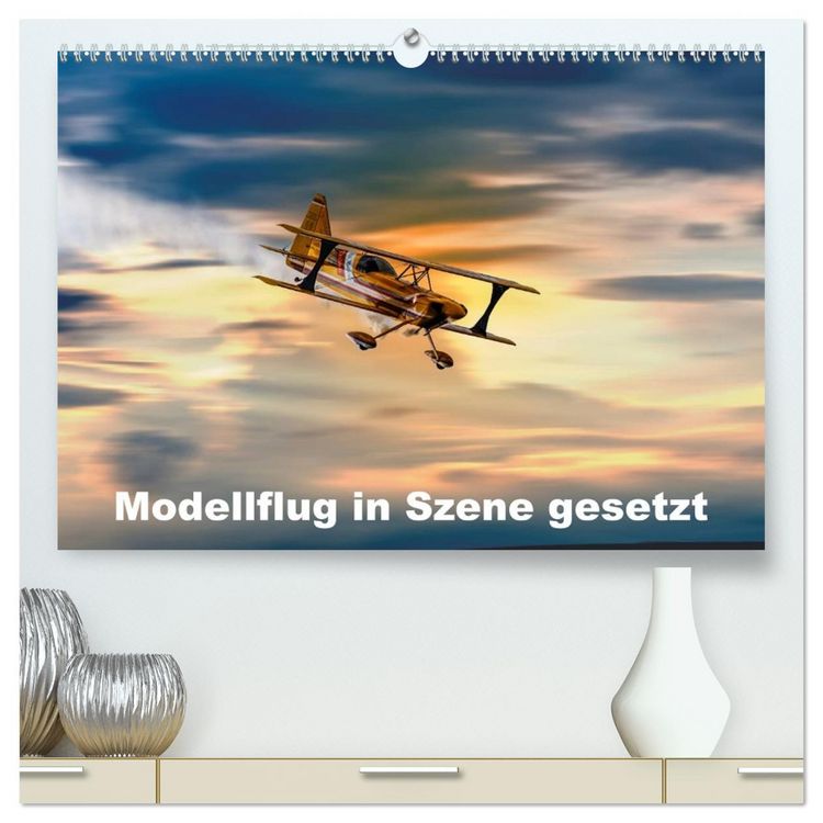 Produktbild: Modellflug in Szene gesetzt (hochwertiger Premium Wandkalender 2026 DIN A2 quer), Kunstdruck in Hochglanz