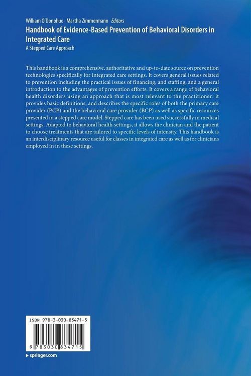 Produktbild: Handbook of Evidence-Based Prevention of Behavioral Disorders in Integrated Care