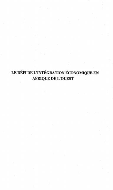 Produktbild: Le defi de l'integration economique en Afrique de l'Ouest