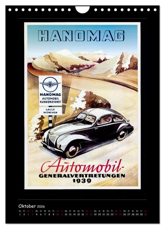 Produktbild: Historische Automobilplakate (Wandkalender 2026 DIN A4 hoch), CALVENDO Monatskalender