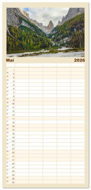 Produktbild: Familienplaner 2026 - S&uuml;dtirol Impressionen mit 5 Spalten (Wandkalender, 21 x 45 cm) CALVENDO