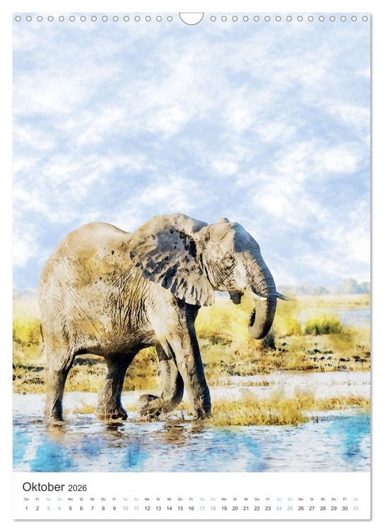 Produktbild: Elefanten - wie gemalt (Wandkalender 2026 DIN A3 hoch), CALVENDO Monatskalender
