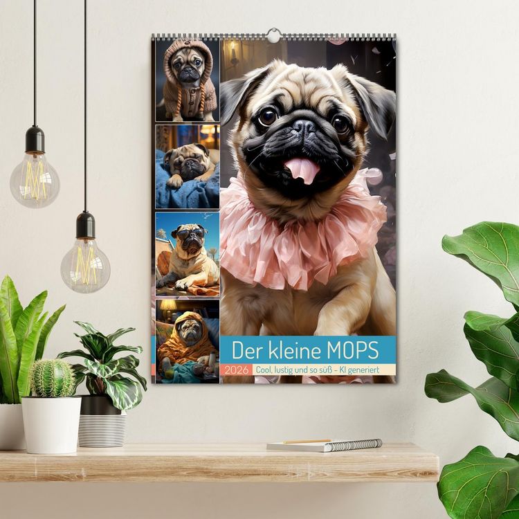 Produktbild: Der kleine Mops (Wandkalender 2026 DIN A2 hoch), CALVENDO Monatskalender