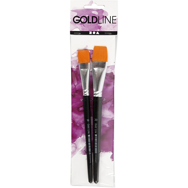 Produktbild: Creativ Company Gold Line Pinsel, Nr. 16+20, L 19-20 cm, B 17-24 mm, Flach, 2 Stk