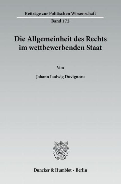 Produktbild: Die Allgemeinheit des Rechts im wettbewerbenden Staat.