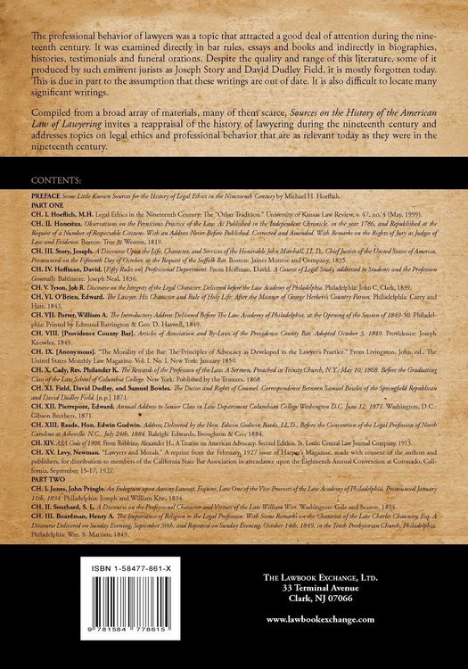 Produktbild: Sources of the History of the American Law of Lawyering