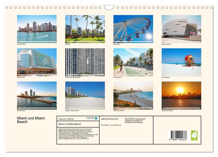 Produktbild: Miami und Miami Beach (Wandkalender 2026 DIN A3 quer), CALVENDO Monatskalender
