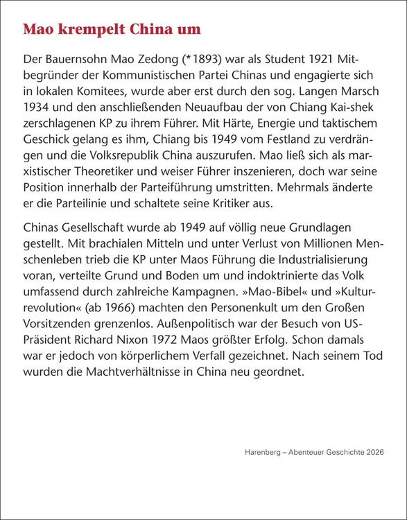 Produktbild: Abenteuer Geschichte Tagesabrei&szlig;kalender 2026 - Menschen, Ereignisse, Epochen - von den Anf&auml;ngen bis heute