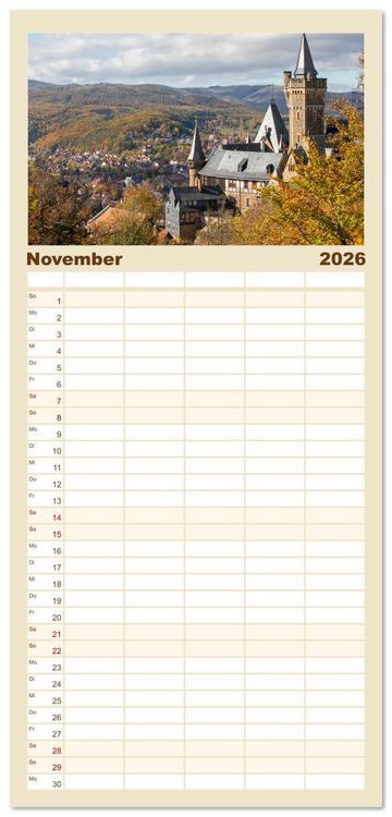 Produktbild: Familienplaner 2026 - Wernigerode - Historische Fachwerkstadt am Harz mit 5 Spalten (Wandkalender, 21 x 45 cm) CALVENDO