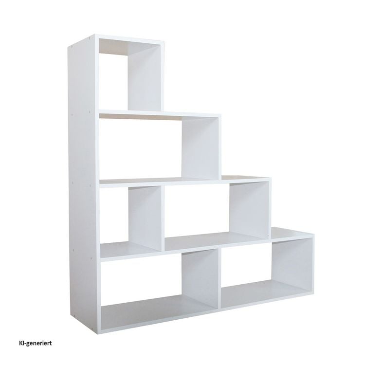 Produktbild: HTI-Living Stufenregal in Wei&szlig; Raumteiler B&uuml;cherregal 114x114x30 cm vielseitig einsetzbar