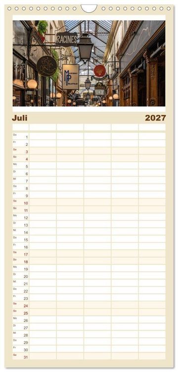 Produktbild: Familienplaner 2027 - Verborgene Passagen von Paris mit 5 Spalten (Wandkalender, 21 x 45 cm) CALVENDO