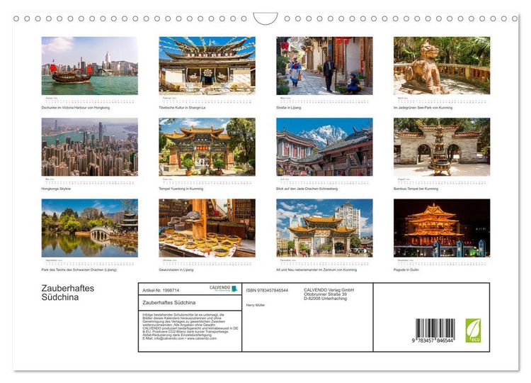 Produktbild: Zauberhaftes S&uuml;dchina (Wandkalender 2026 DIN A3 quer), CALVENDO Monatskalender