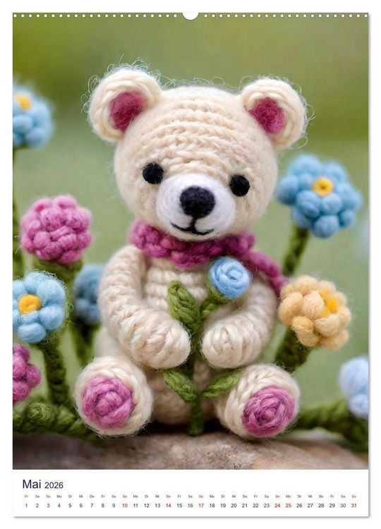 Produktbild: Teddys aus Wolle (Wandkalender 2026 DIN A2 hoch), CALVENDO Monatskalender