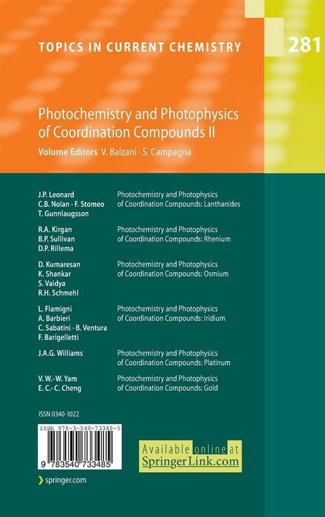 Produktbild: Photochemistry and Photophysics of Coordination Compounds II