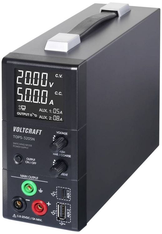 Produktbild: VOLTCRAFT TOPS-3205N Labornetzger&auml;t, einstellbar 0.8 - 20 V/DC 0.1 - 5 A 100 W l&uuml;fterlos Anzahl Ausg&auml;nge 3 x