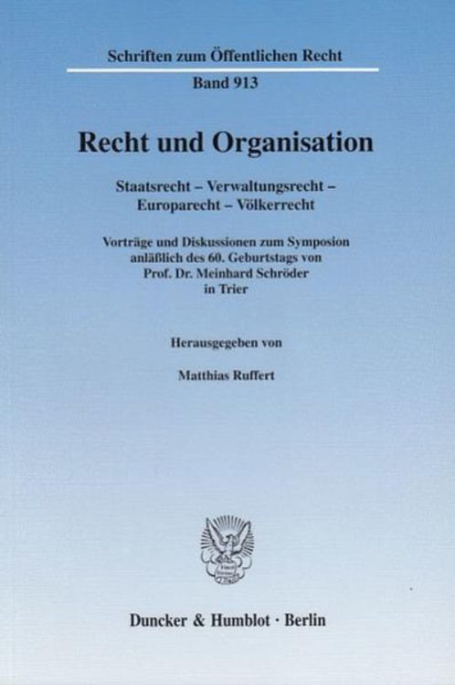 Produktbild: Recht und Organisation.