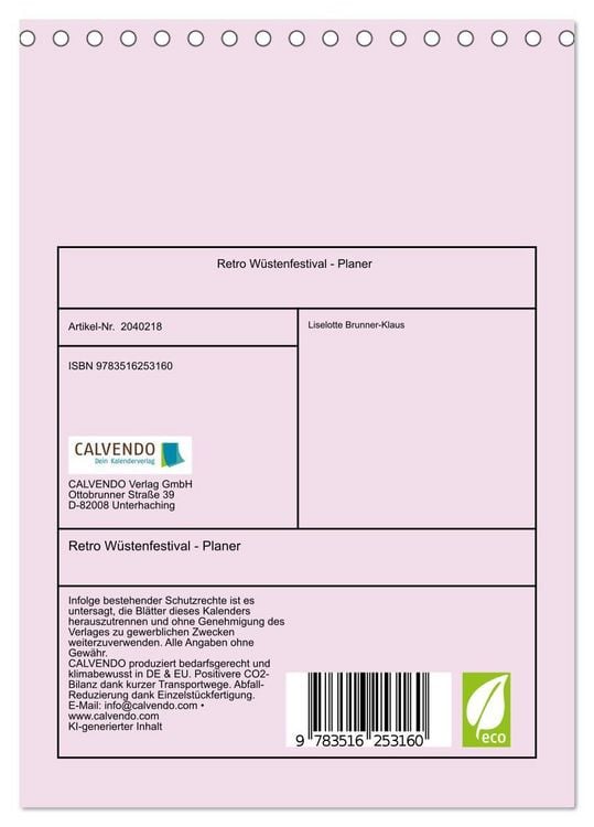 Produktbild: Retro W&uuml;stenfestival - Planer (Tischkalender 2026 DIN A5 hoch), CALVENDO Monatskalender