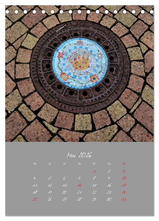 Produktbild: Faszination Kanaldeckel (Tischkalender 2026 DIN A5 hoch), CALVENDO Monatskalender