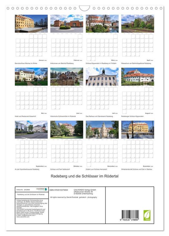 Produktbild: Radeberg und die Schl&ouml;sser im R&ouml;dertal (Wandkalender 2026 DIN A3 hoch), CALVENDO Monatskalender