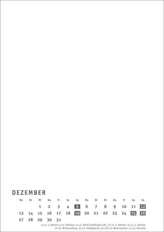 Produktbild: Premium-Bastelkalender wei&szlig; A4 2027