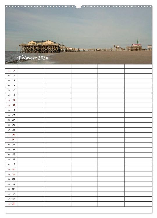 Produktbild: St. Peter Ording Familienplaner (hochwertiger Premium Wandkalender 2026 DIN A2 hoch), Kunstdruck in Hochglanz