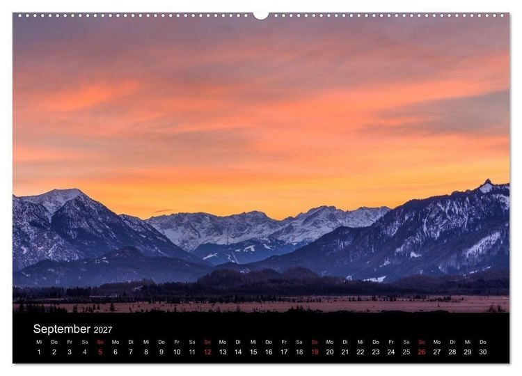 Produktbild: Licht &uuml;ber oberbayrischen Bergen und Seen (Wandkalender 2027 DIN A2 quer), CALVENDO Monatskalender