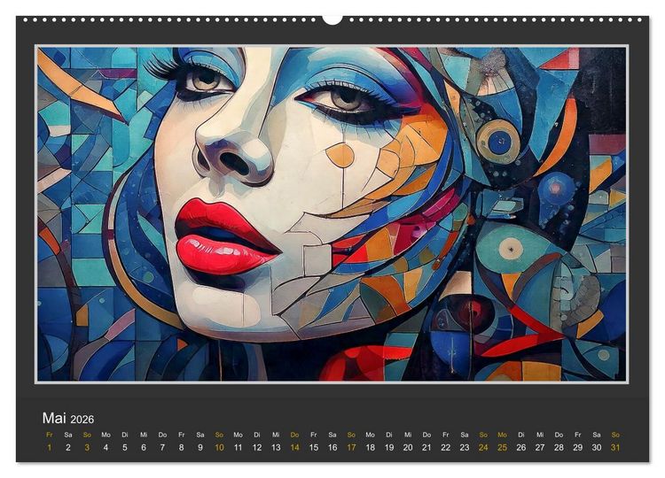 Produktbild: Frauenportr&auml;ts mit dekonstruktivem Ansatz (hochwertiger Premium Wandkalender 2026 DIN A2 quer), Kunstdruck in Hochglanz