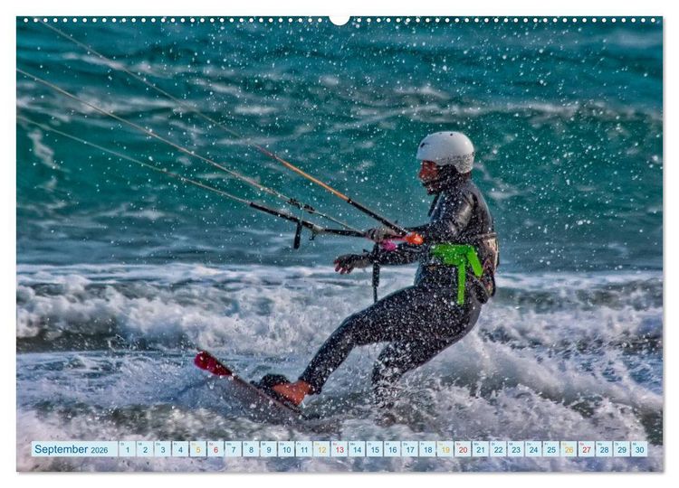 Produktbild: Kitesurfen - &uuml;ber den Wellen (hochwertiger Premium Wandkalender 2026 DIN A2 quer), Kunstdruck in Hochglanz
