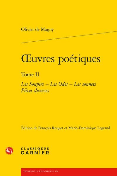 Produktbild: Oeuvres po&eacute;tiques Tome 2: Les Soupirs; les Odes; les Sonnets; Pieces