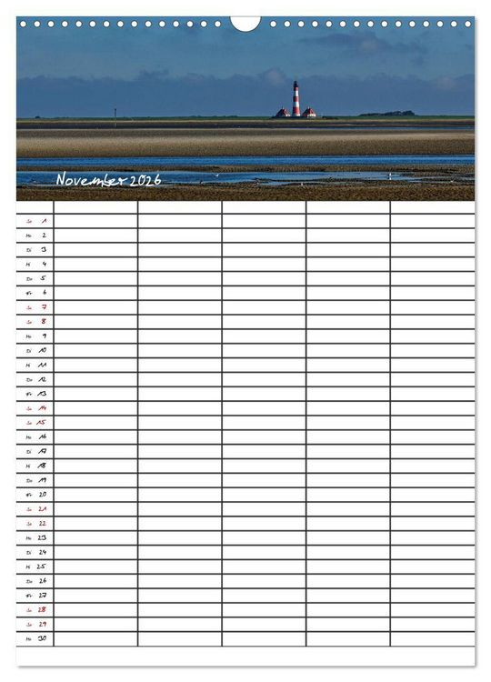 Produktbild: St. Peter Ording Familienplaner (Wandkalender 2026 DIN A3 hoch), CALVENDO Monatskalender
