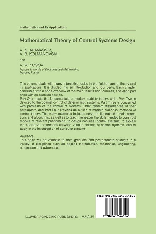 Produktbild: Mathematical Theory of Control Systems Design