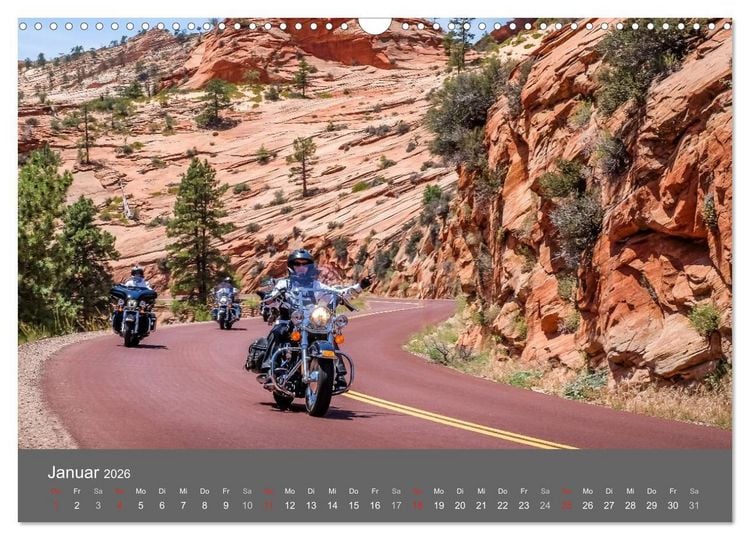 Produktbild: Biker Paradies - Die Canyons der USA (Wandkalender 2026 DIN A3 quer), CALVENDO Monatskalender