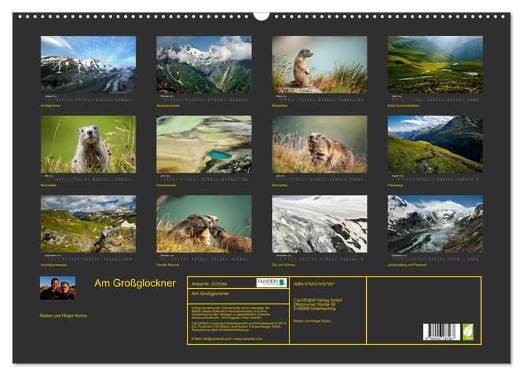 Produktbild: Am Gro&szlig;glockner (Wandkalender 2026 DIN A2 quer), CALVENDO Monatskalender