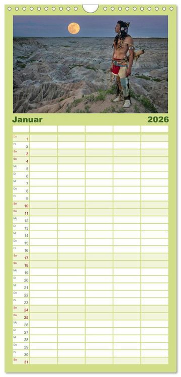 Produktbild: Familienplaner 2026 - Sioux Im Lande von Sitting Bull mit 5 Spalten (Wandkalender, 21 x 45 cm) CALVENDO