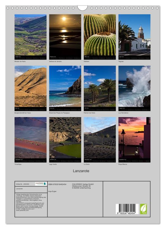 Produktbild: Lanzarote (Wandkalender 2026 DIN A3 hoch), CALVENDO Monatskalender