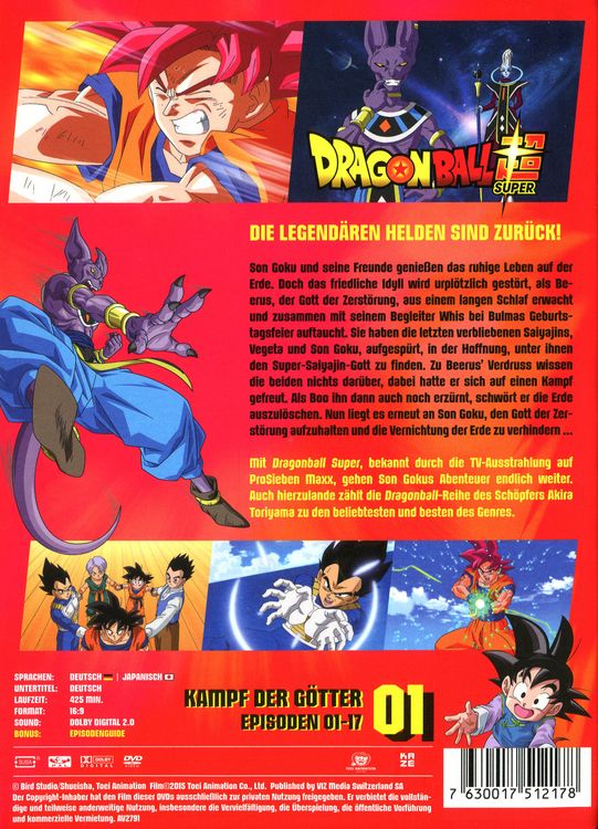 Produktbild: Dragonball Super - 1. Arc: Kampf der G&ouml;tter - Episoden 1-17 [3 DVDs]