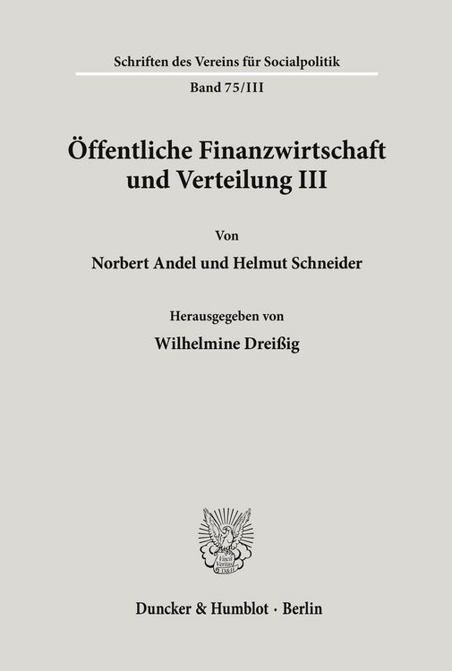 Produktbild: &Ouml;ffentliche Finanzwirtschaft und Verteilung III.