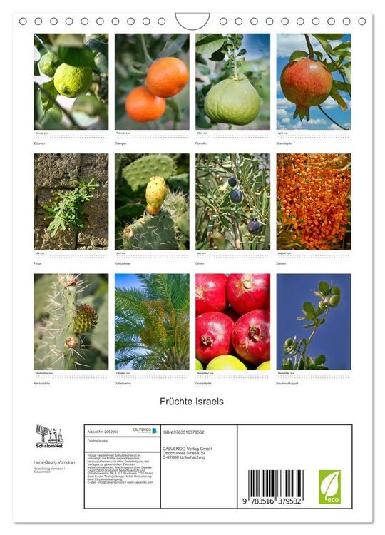 Produktbild: Fr&uuml;chte Israels (Wandkalender 2026 DIN A4 hoch), CALVENDO Monatskalender
