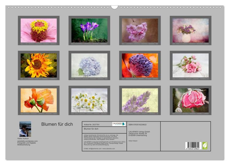 Produktbild: Blumen f&uuml;r dich (Wandkalender 2026 DIN A2 quer), CALVENDO Monatskalender