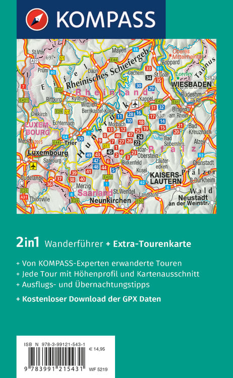 Produktbild: KOMPASS Wanderführer Hunsrück mit Saar-Hunsrück-Steig, 50 Touren mit Extra-Tourenkarte