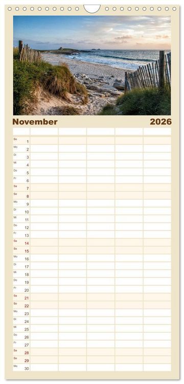 Produktbild: Familienplaner 2026 - Bretagne - Bilder einer K&uuml;stenlandschaft mit 5 Spalten (Wandkalender, 21 x 45 cm) CALVENDO
