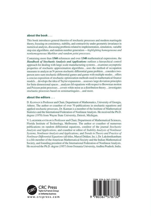 Produktbild: Handbook of Stochastic Analysis and Applications