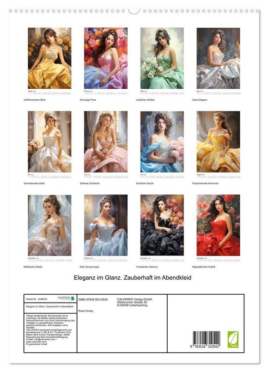 Produktbild: Eleganz im Glanz. Zauberhaft im Abendkleid (hochwertiger Premium Wandkalender 2026 DIN A2 hoch), Kunstdruck in Hochglanz