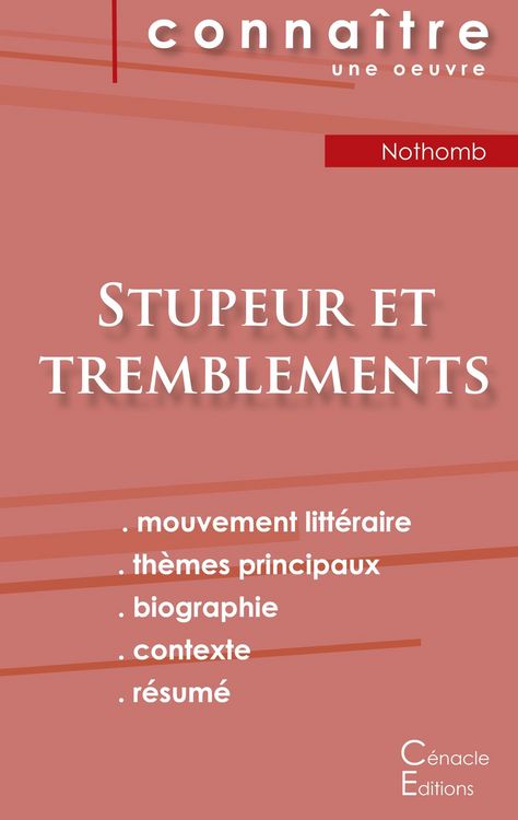 Produktbild: Fiche de lecture Stupeur et tremblements de Am&eacute;lie Nothomb (analyse litt&eacute;raire de r&eacute;f&eacute;rence et r&eacute;sum&eacute; complet)