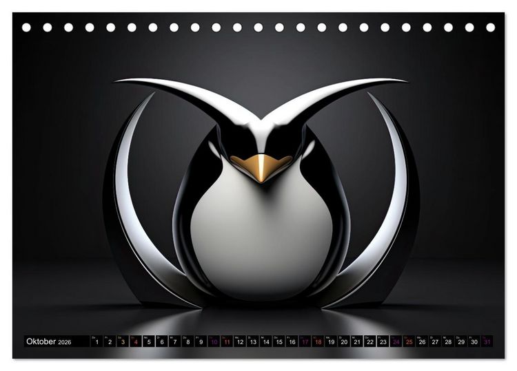 Produktbild: PINGUINE - modern Art (Tischkalender 2026 DIN A5 quer), CALVENDO Monatskalender
