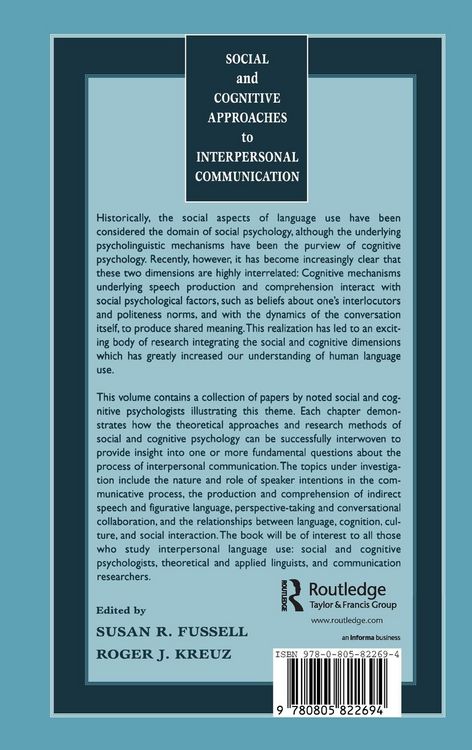 Produktbild: Social and Cognitive Approaches to Interpersonal Communication