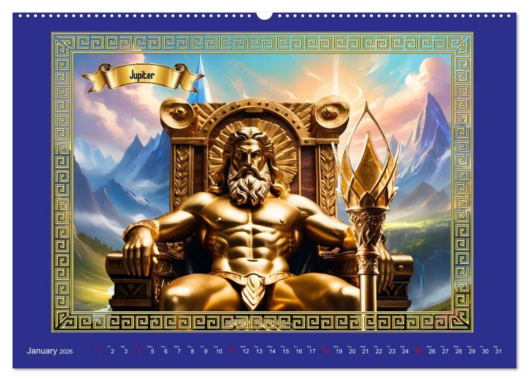 Produktbild: Roman Gods - under the spell of mythology (High Quality Premium Wall Calendar 2026 DIN A2 landscape),CALVENDO 12 Month Wall Calendar