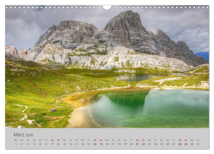 Produktbild: Traumkulissen in den Dolomiten (Wandkalender 2026 DIN A3 quer), CALVENDO Monatskalender